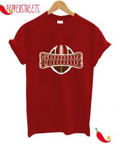 Sunday Funday Football Red And Brown T-Shirt