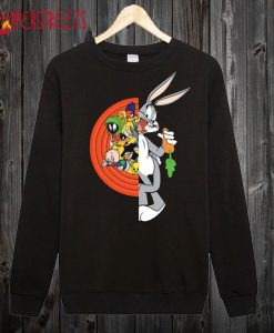Looney Tunes Characters Featuring Bugs Bunny Black T-Shirt