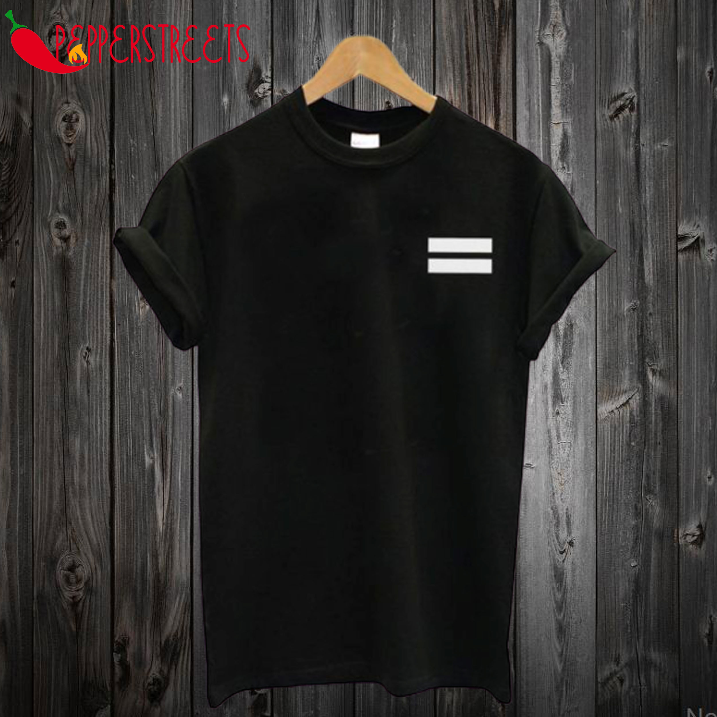 W Equal Sign Black T shirt