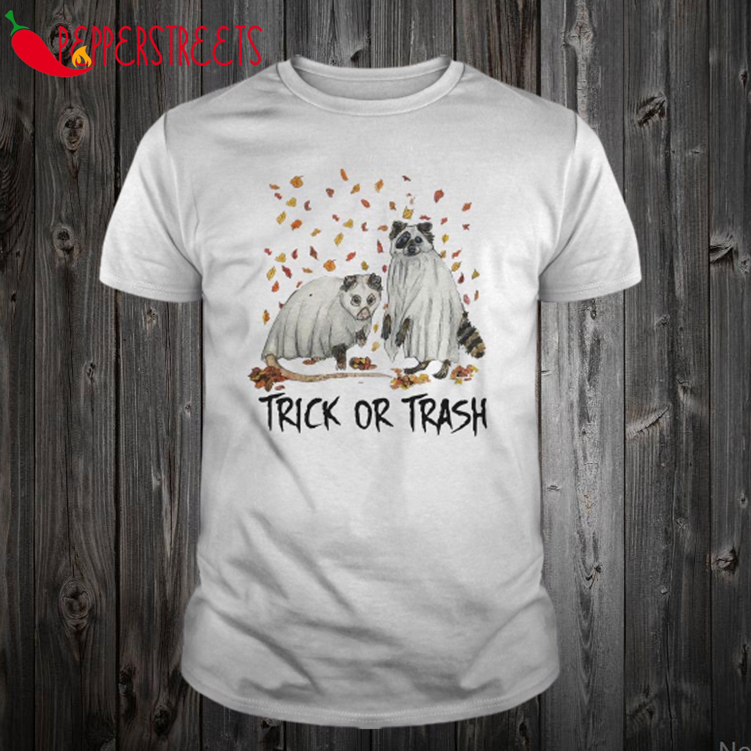 Halloween Racoon Ghost Trick Or Trash T Shirt