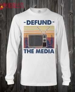 Retro Vintage Defund The Media Long T shirt