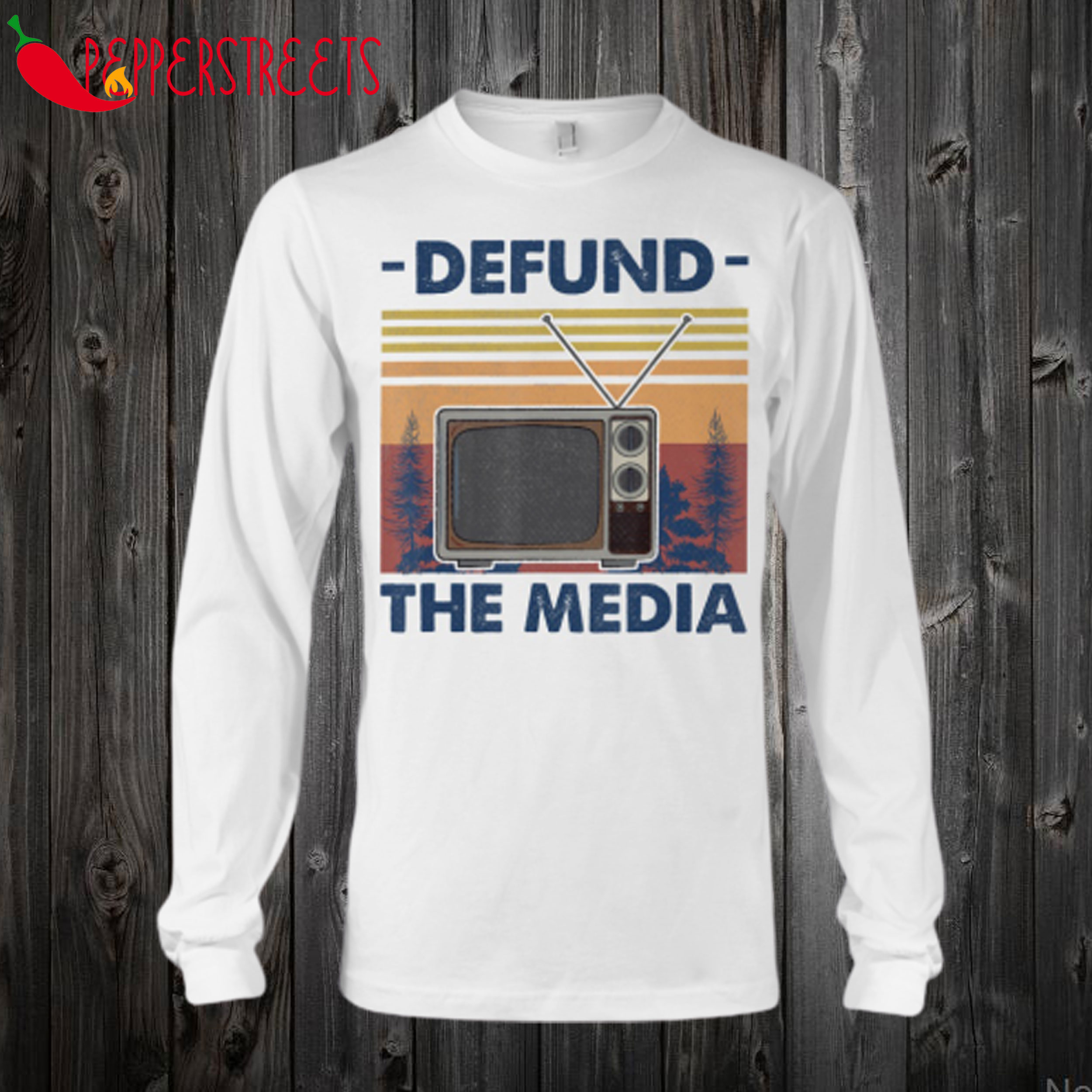Retro Vintage Defund The Media Long T shirt