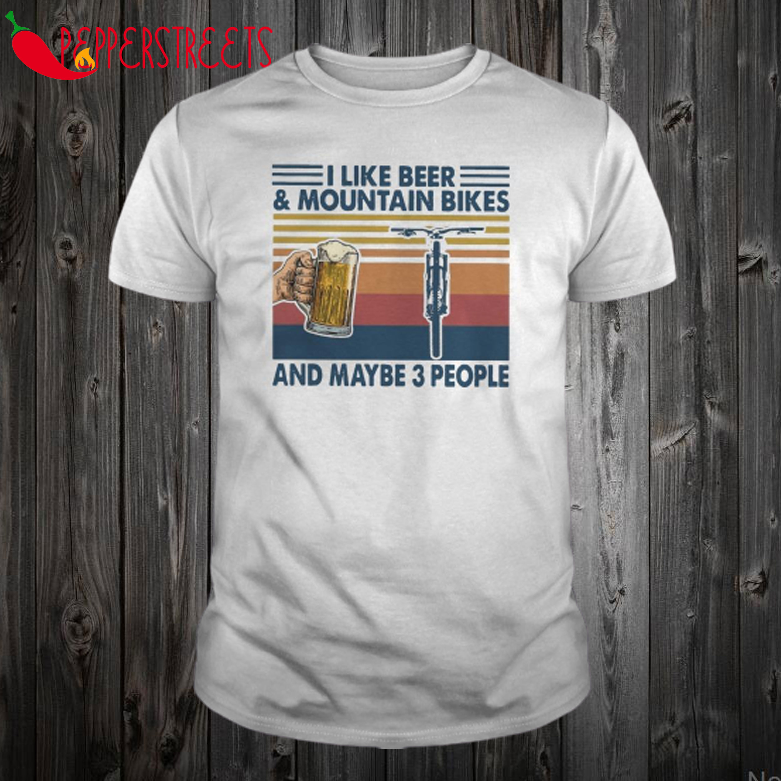 Vintage I Like Beer And Mountain Bikes And Maybe 3 People T Shirt