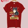 Intolerant to Lactose and Idiots Kawaii Angry Black Cat T-Shirt