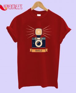 Retro Style Camera Smile Graphic Tee T-Shirt