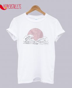 The Great Wave And Sun Aesthetic T-Shirt