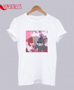 Tom And Jerry Cat In Love Emoji Hearts T-Shirt