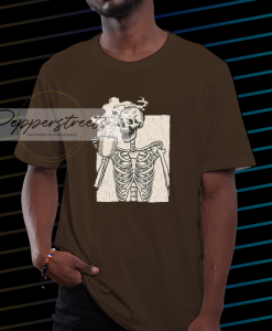 Skeleton Drinking Coffee T-Shirt NF