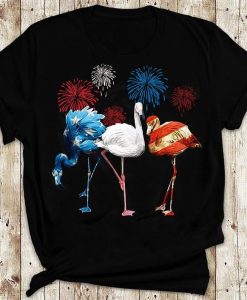 American Flamingo Usa Flag 4th Of July T Shirt Standard Premium T Shirt