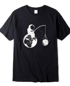 Astronaout Fishing Moon T-Shirt 247x300