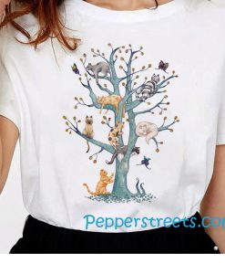 Womens Sweety Lovely Cats Print Summer T-Shirts