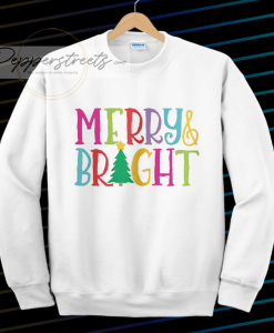 Colorful Merry & Bright Tree Cute Christmas Sweatshirt