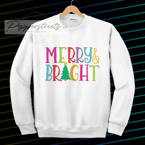 Colorful Merry & Bright Tree Cute Christmas Sweatshirt