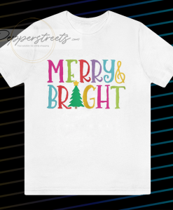 Colorful Merry & Bright Tree Cute Christmas T Shirt