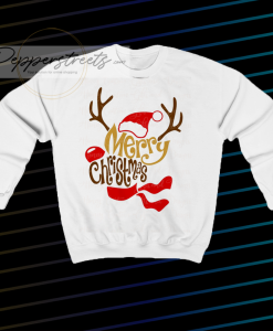 Reindeer Shaped Merry Christmas Sweatshirt