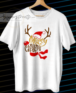 Reindeer Shaped Merry Christmas T Shirt