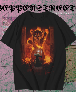 The Mountain Cat Gandalf You Shall Not Pass Fire Kitten Wizard Kitty t-shirt TPKJ1