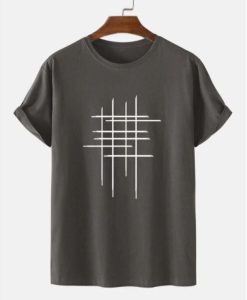 Men's 100% Cotton Simple Lines Graphics Short Sleeve Casual T-Shirt