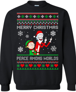 Rick and Morty Christmas Peace Among Worlds Sweatshirt