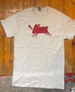 Red Rabbit on Grey T-Shirt